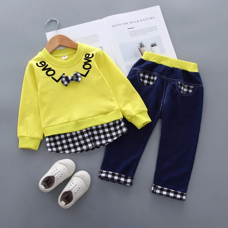 New Spring Autumn Baby Girls Clothes Suit Children T-Shirt Pants 2Pcs/Sets Toddler Casual Costume Infant Outfits Kids Tracksuits