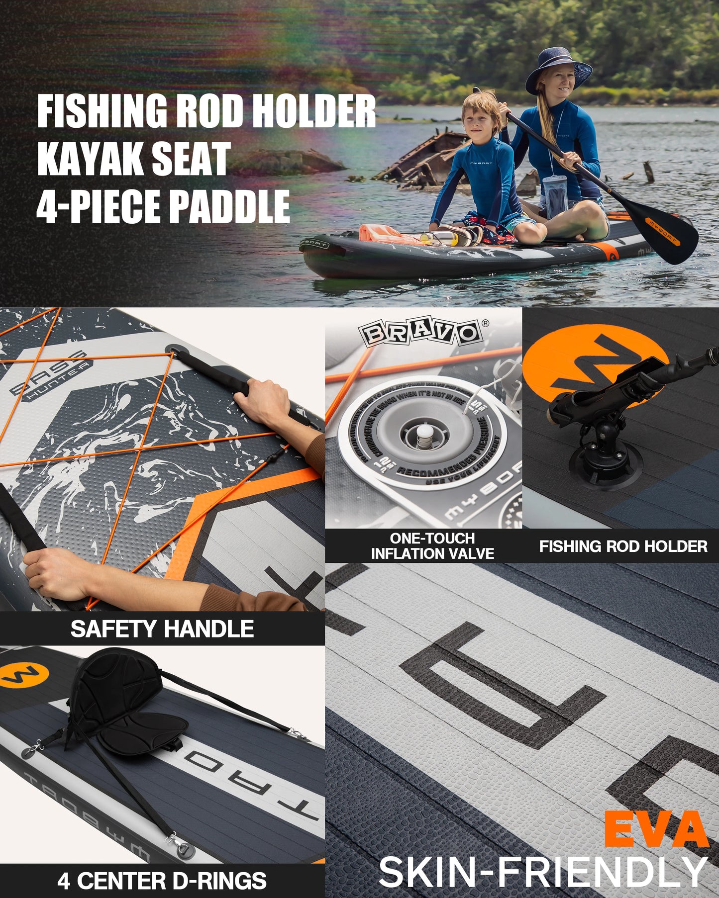 Myboat Waterproof  Extra Wide Inflatable Paddle Board 11'6''x35''x6''Adult Standing Style Aquatic Fishing With Accessories SUP