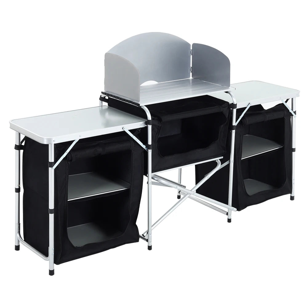 Voltsify Camping Kitchen Stand Unit Storage Portable Outdoor Black