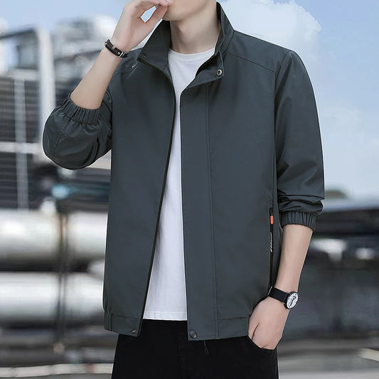 New Men's Large Size Zipper Jacket Simple Color Matching Windproof Waterproof Mountaineering Spring And Autumn Fashion Jacket