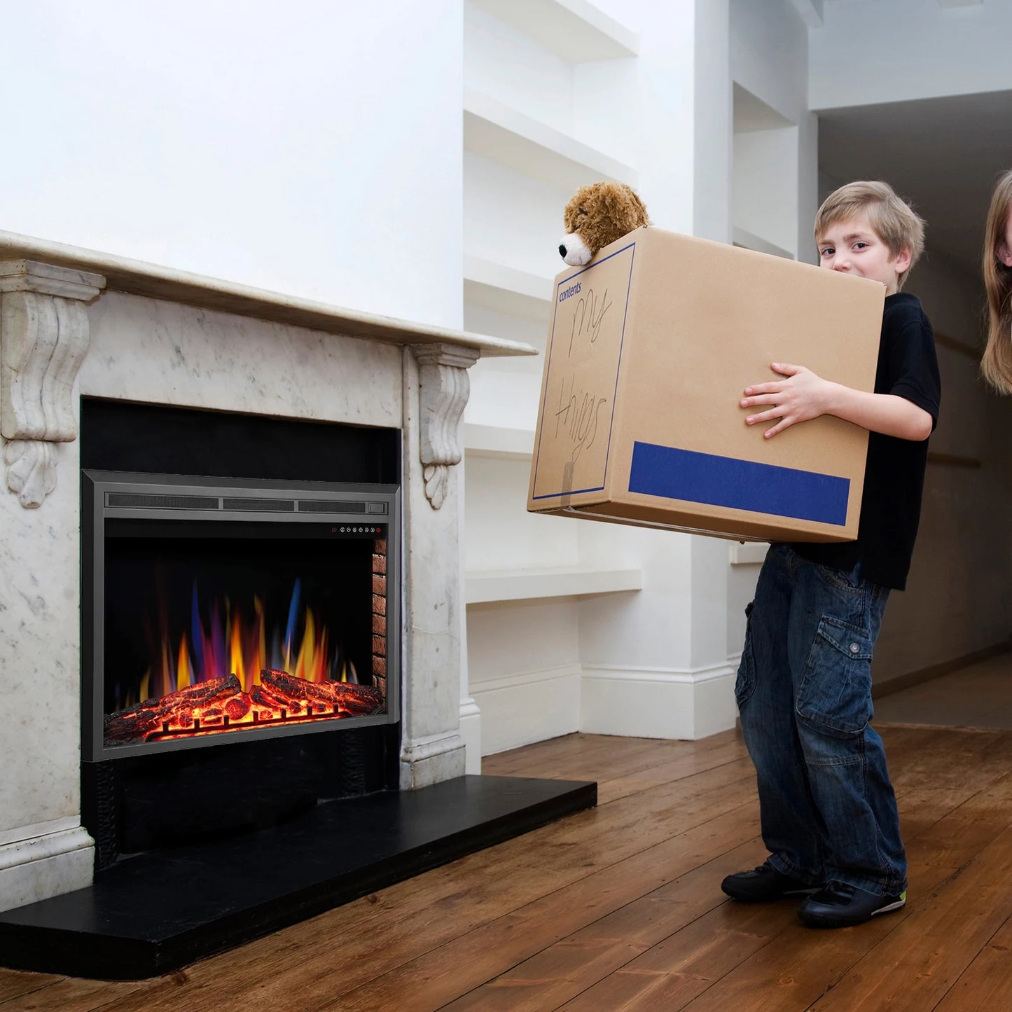39" Electric fireplace inserts, freestanding and built-in heaters, remote control, individual flame control,750W&1500W