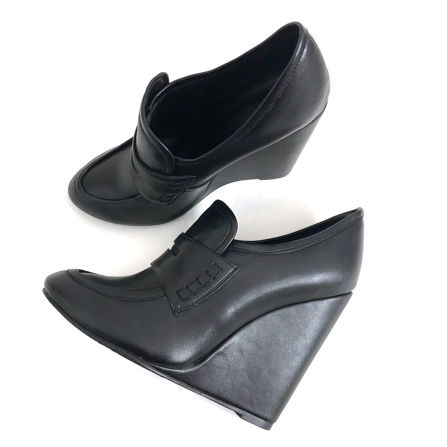 Elegant Wedges Shoes for Women Round Toe High Heel Pumps Comfortable Wedge Heels Footwear Full Black Customized By Aimirlly