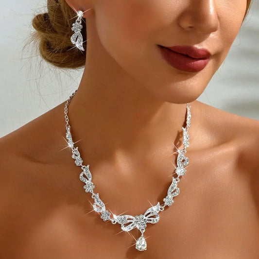 Brida Crystal Rhinestone Jewelry Set Shining Exquisite Necklace Luxury Diamond Earrings Banquet