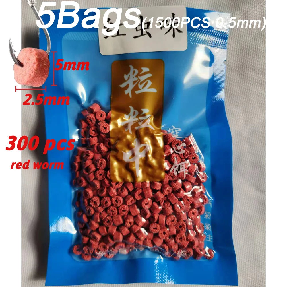 5 Bags Fishing Feed Attractant Hollow Granular Lure Nutrition Food Fishy Flavor Scent Pesca Carp Atomization Bite Hook Soft Bait