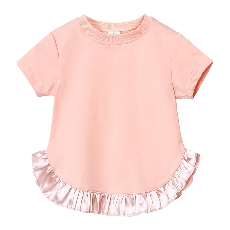 2025 Kids Girls Summer Outfits Solid Cotton T-shirt+Shorts Toddler Teenager Lounge Suit For 9M-7T Casual Girl Breathable Clothes
