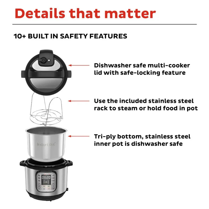 Instant Pot Duo 6-Quart 7-in-1 Electric Pressure Cooker, Slow Cooker, Rice Cooker,Steamer, Sauté, Yogurt Maker,Warmer&Sterilizer