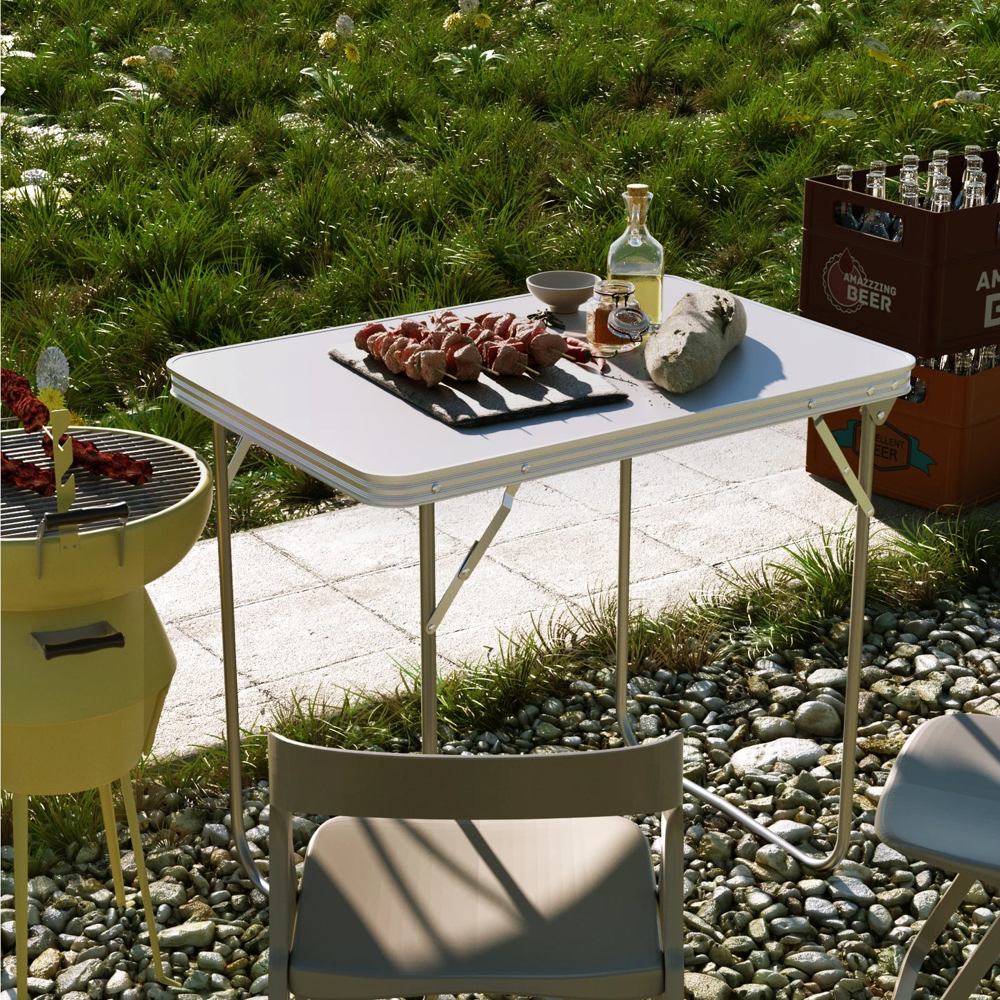 Camping Table Foldable Picnic Table 2.6ft (80cm) Portable Folding Camping Picnic Table Party Kitchen Outdoor Garden BBQ Aluminum