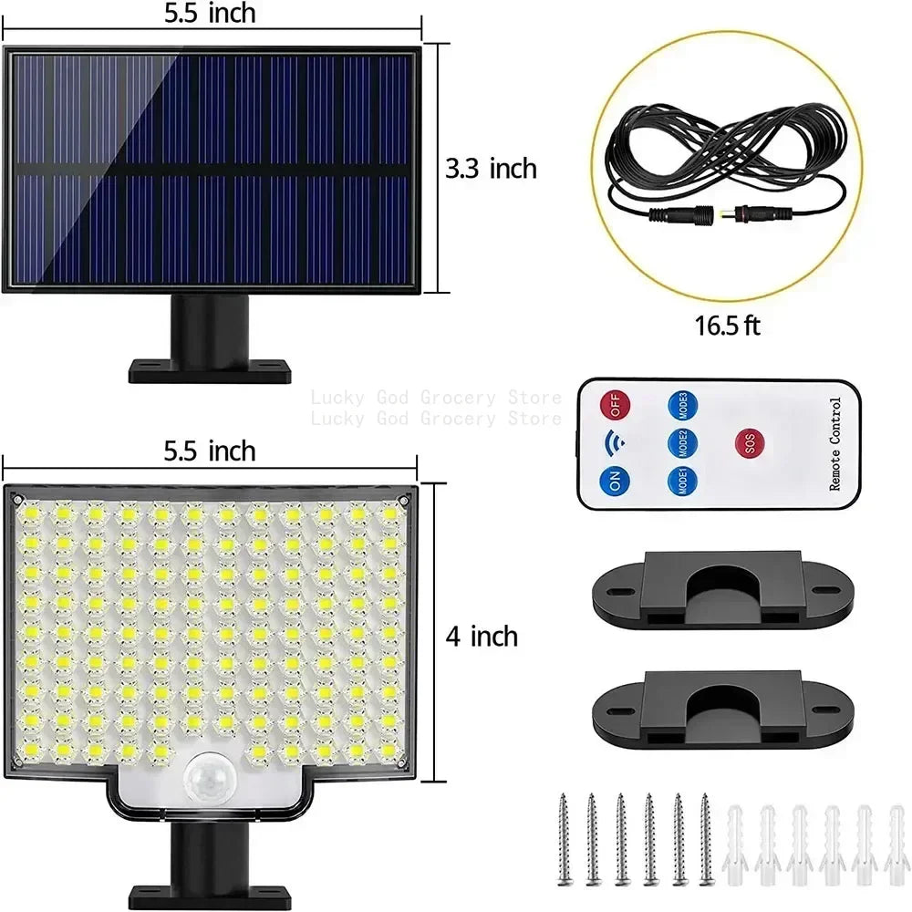 106 LED Solar Light Outdoor IP65 Waterproof Solar Street Lamp Garden Wall Lamp Super Bright Motion Sensor Light 3 Working Modes