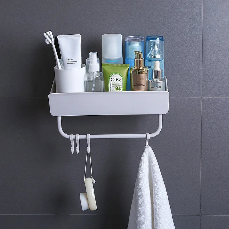 Bathroom Transparent Rack Shelf No Hole Required Multi-function Storage Organization Shelve Toiletries Suction Cup Storage Rack