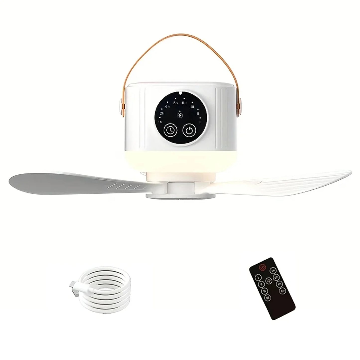 Ceiling Fan Portable Camping Tent Ceiling Canopy Fan,USB Rechargeable Wireless Fan Air Circulators with LED Remote Ambient Light