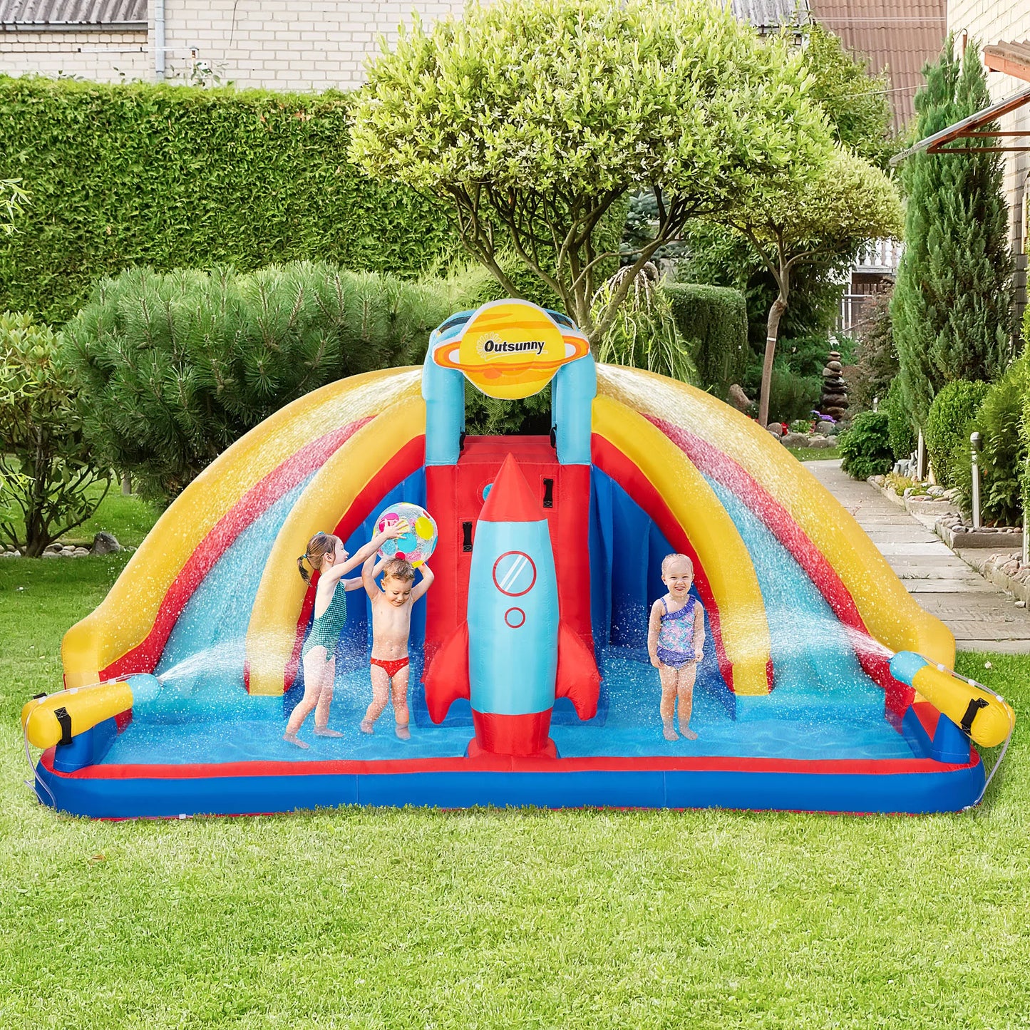 5-in-1 Backyard Inflatable Pool Large Outdoor Game for Birthday Party Activities