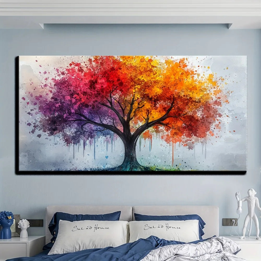 Tree of Life canvas wall art, art print decorative hanging picture, 1.5 inch thick pine solid wood frame