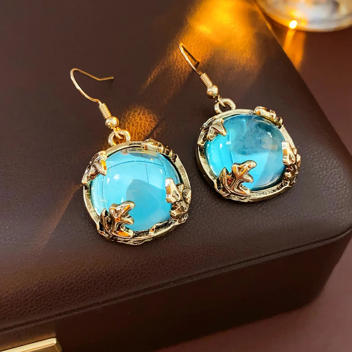Vintage Fashion Wedding Jewelry Sets for Women Light Luxury Round Resin Necklace Versatile High-end Earring Bracelet