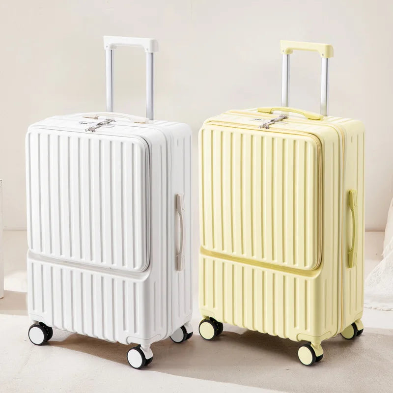Luggage new large-capacity trolley case durable universal wheel Suitcase Portable Travel Case With Cup Holder USB Charging Port