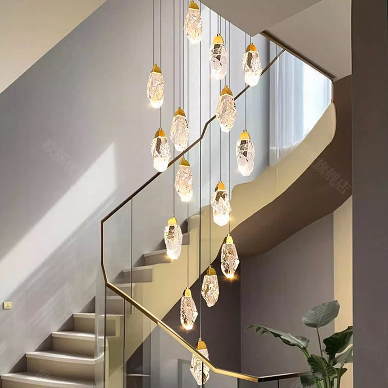 Modern home decoration crystal chandelier, stair Pendant lamp, living room Pendant lights, interior lighting