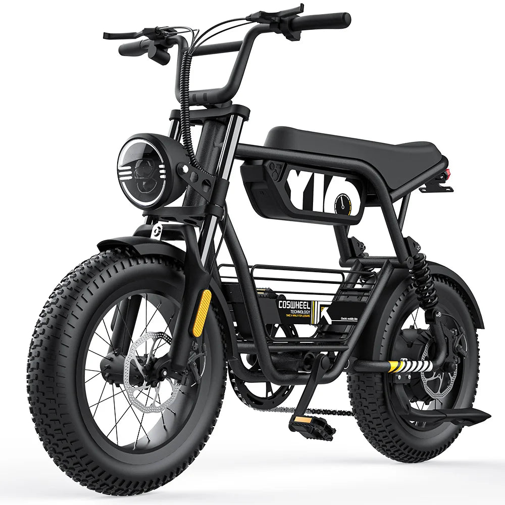 COSWHEEL Electric Bike Y16 1000W Moped Style Ebike 48V 15Ah Max Range 52 Miles Commuting Electric Motorcycle Mountain E-Bike