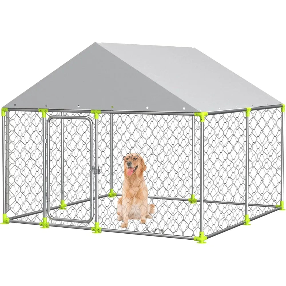 Very /7.5'x7.5' Large Outdoor Dog Kennel With Roof,Large Dog Run Enclosure,Heavy Duty Outside Dog House, Waterproof UV-Resistant
