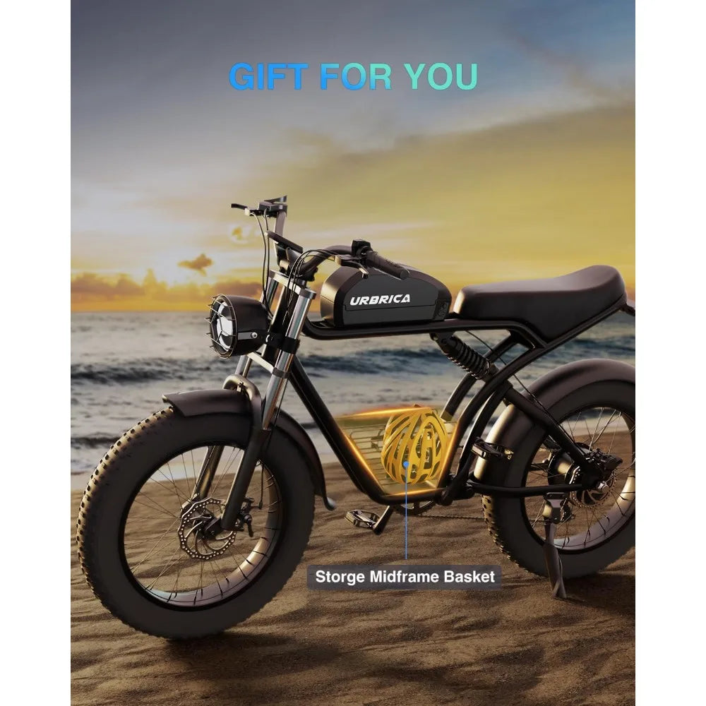 Electric Bike, 1500W 30MPH,48V 20/23AH,Max 75Miles Electric Motorcycle 20" Fat Tire Dirt Bike,7-Speed E-Bike Dual Shock Absorber
