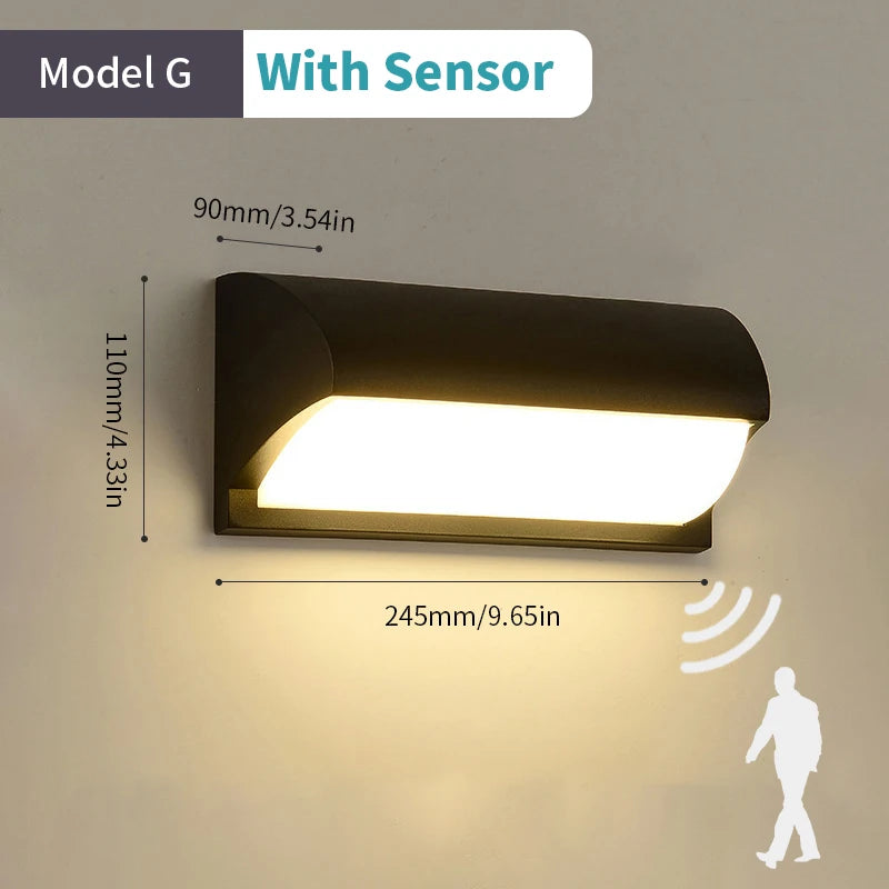 Led Outdoor Wall Light Waterproof IP66 Motion Sensor Led Outdoor Lighting Porch Lights Balcony Garden Lights Outdoor Wall Lamp