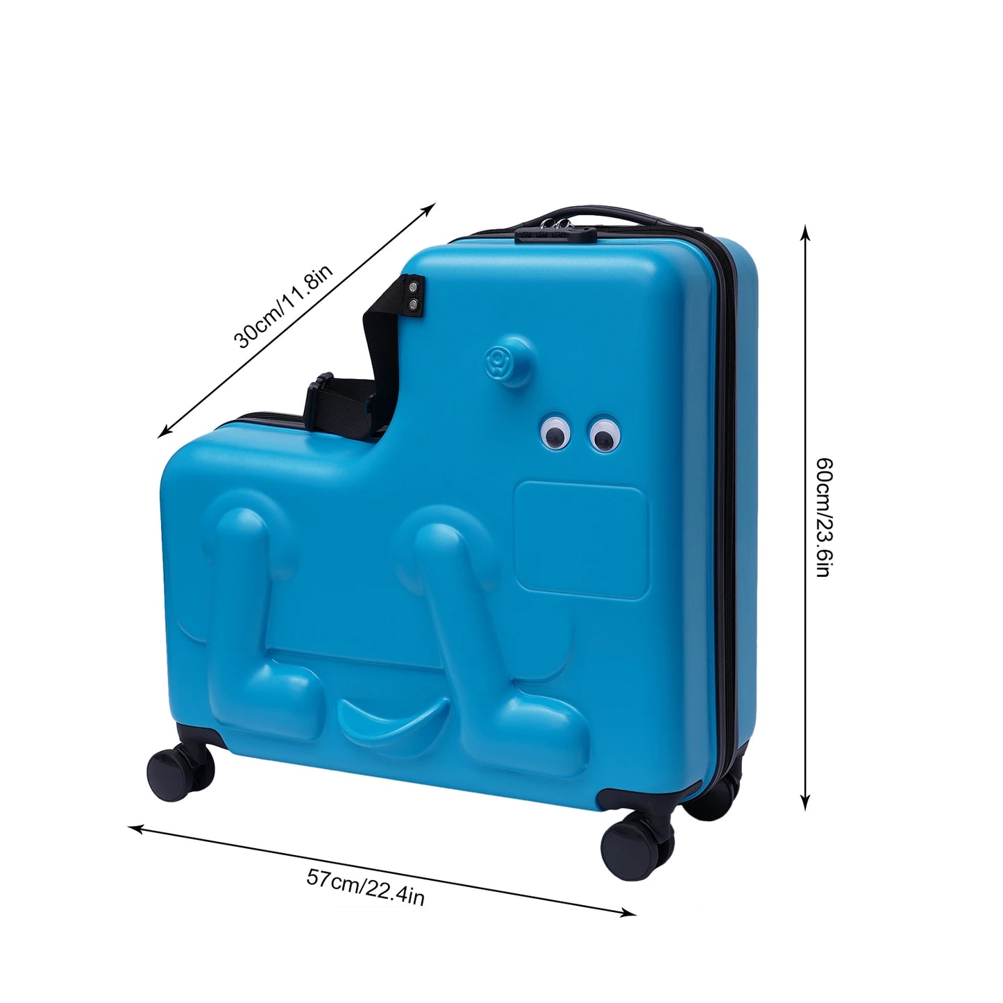 24in Children Ride on Suitcase Parents Assured Kids Luggage Sets Boys & Girls Suitcase w/Cartoon Stickers for Children Aged 4-12