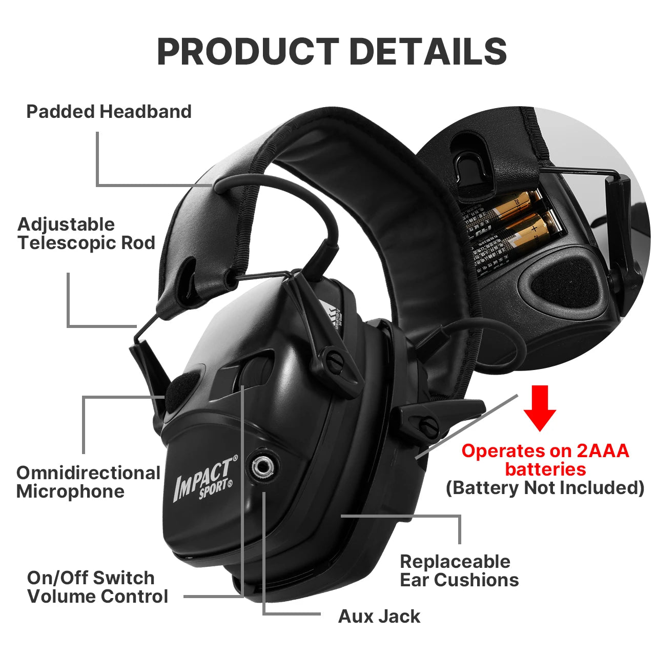Hearing Protection Headphones  ( HL) Electronic Shooting Adjustable Headband Noise Reduction  hunting Earmuffs