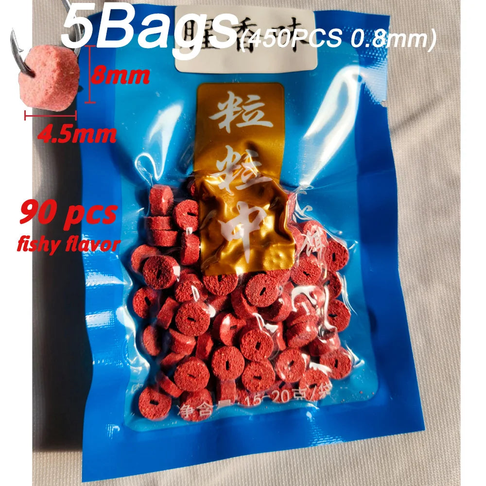 5 Bags Fishing Feed Attractant Hollow Granular Lure Nutrition Food Fishy Flavor Scent Pesca Carp Atomization Bite Hook Soft Bait