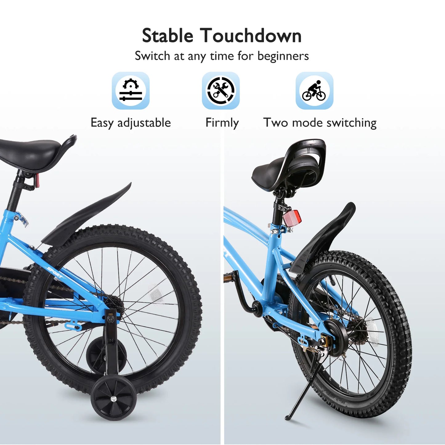 18" Kids Bike Girls and Boys Blue Bicycles with Removable Training Wheels for Age 5-10 Years Old