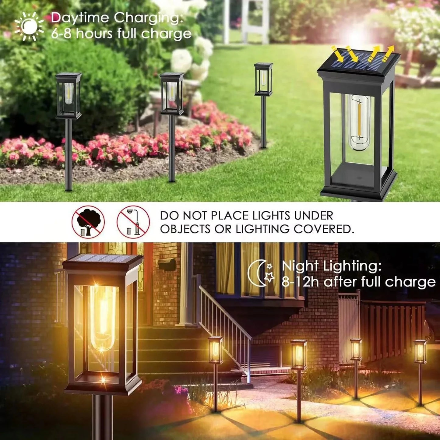 Waterproof LED Solar Lights for Garden Yard Driveway - Automatic Pathway Lighting Outdoor Landscape Lighting Auto On/Off at Dusk