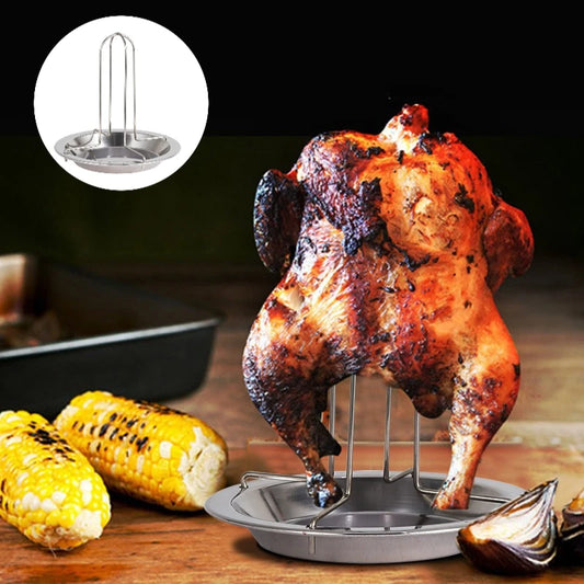 Outdoor Barbecue Tools Chicken Roaster Rack Stainless Steel Roasting Grill Stand Kitchen Grilled Chicken Plate Grilling Tools