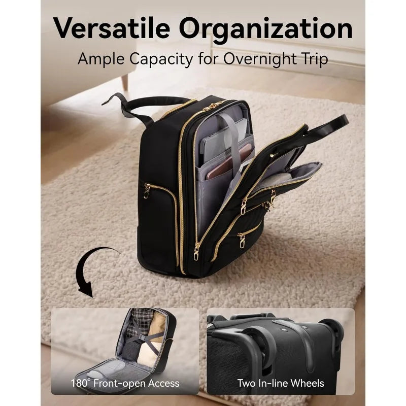 Underseat Carry On Luggage with Wheels, Stylish Lightweight Under Seat Luggage, Soft Sided Personal Item Suitcase for Short Trip