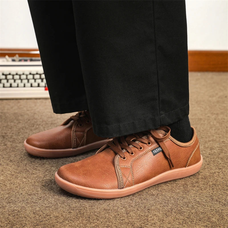 New Minimalist Shoes for Men Wide Toe Barefoot Zero Drop Shoes Casual Artificial Leather Lightweight Walking Sneakers