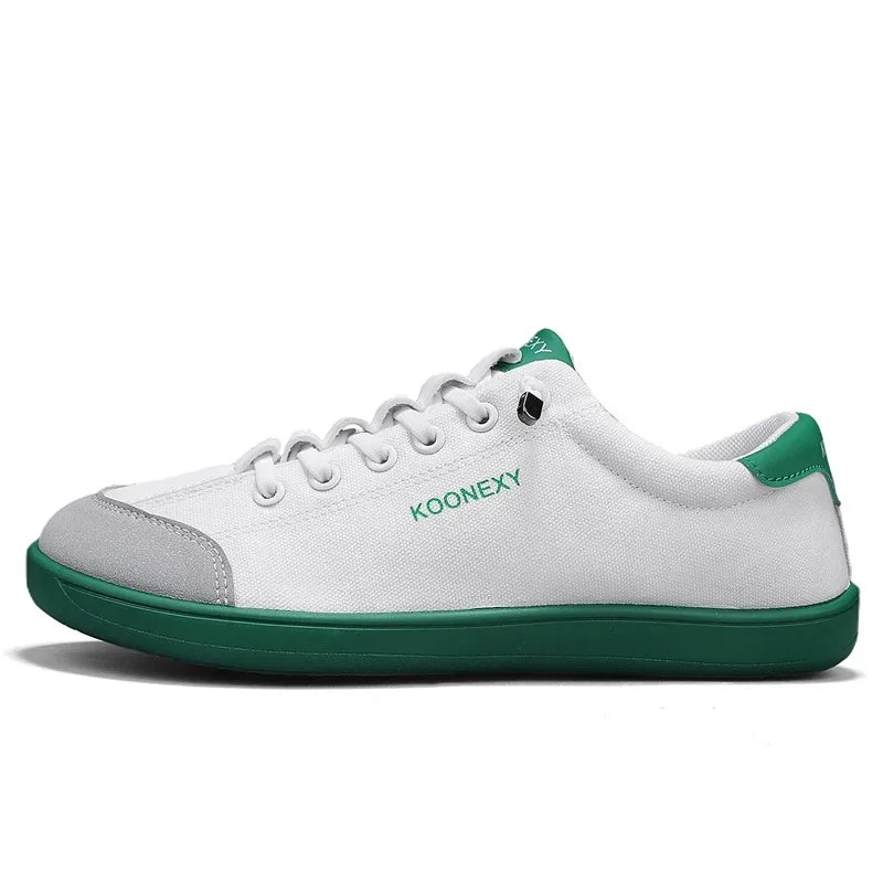 Mens Wide Toe Barefoot Shoes Unisex Canvse Casual Sneakers Lightweight Adjustable Slip on Walking Shoes for Male Zero Drop Flats