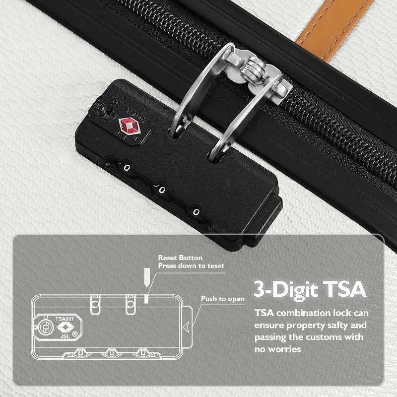 Carry On Luggage Airline Approved, ABS+PC Hardside Suitcase with Spinner Wheels TSA Lock, Carry-On 20-Inch, White