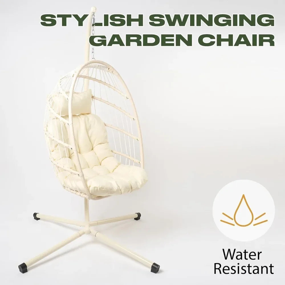 Garden Egg Chair, Hanging Swinging Chair for Patio Furniture Bedroom Outdoor - Indoor Relaxing Comfy, Swing Egg Chair