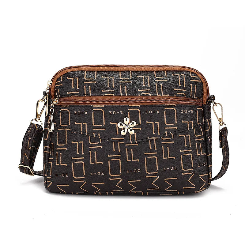 2024 New Summer High-capacity Crossbody Messenger Shoulder Bag Fashionable Multi-layer Bag Middle-aged Women's Handbag