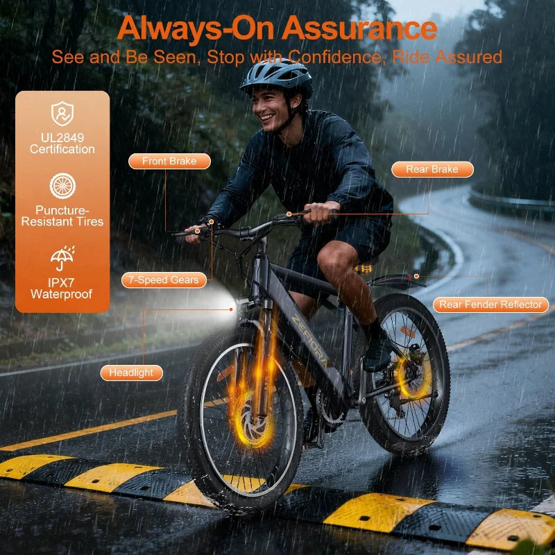 Zefiora M10 26 29er Mountain Bikes,48v Aluminum Alloy 1000w Motor Ebike, Adjustable Brake Seat,for Cycling Electric Bicycle