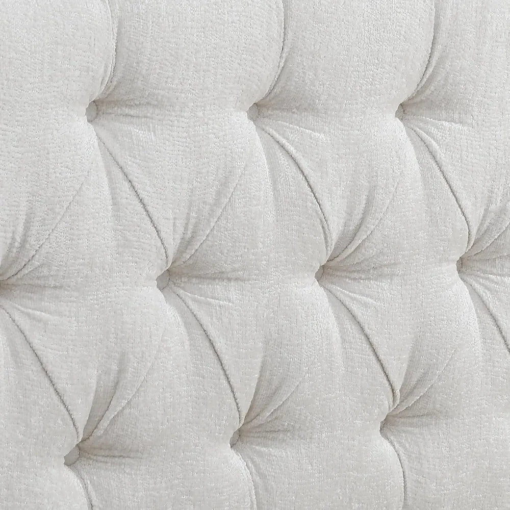 Bed Frame Chenille Upholstered Platform Sleigh Bed with 51" Scroll Wingback Tall Headboard & Footboard/Deep Button