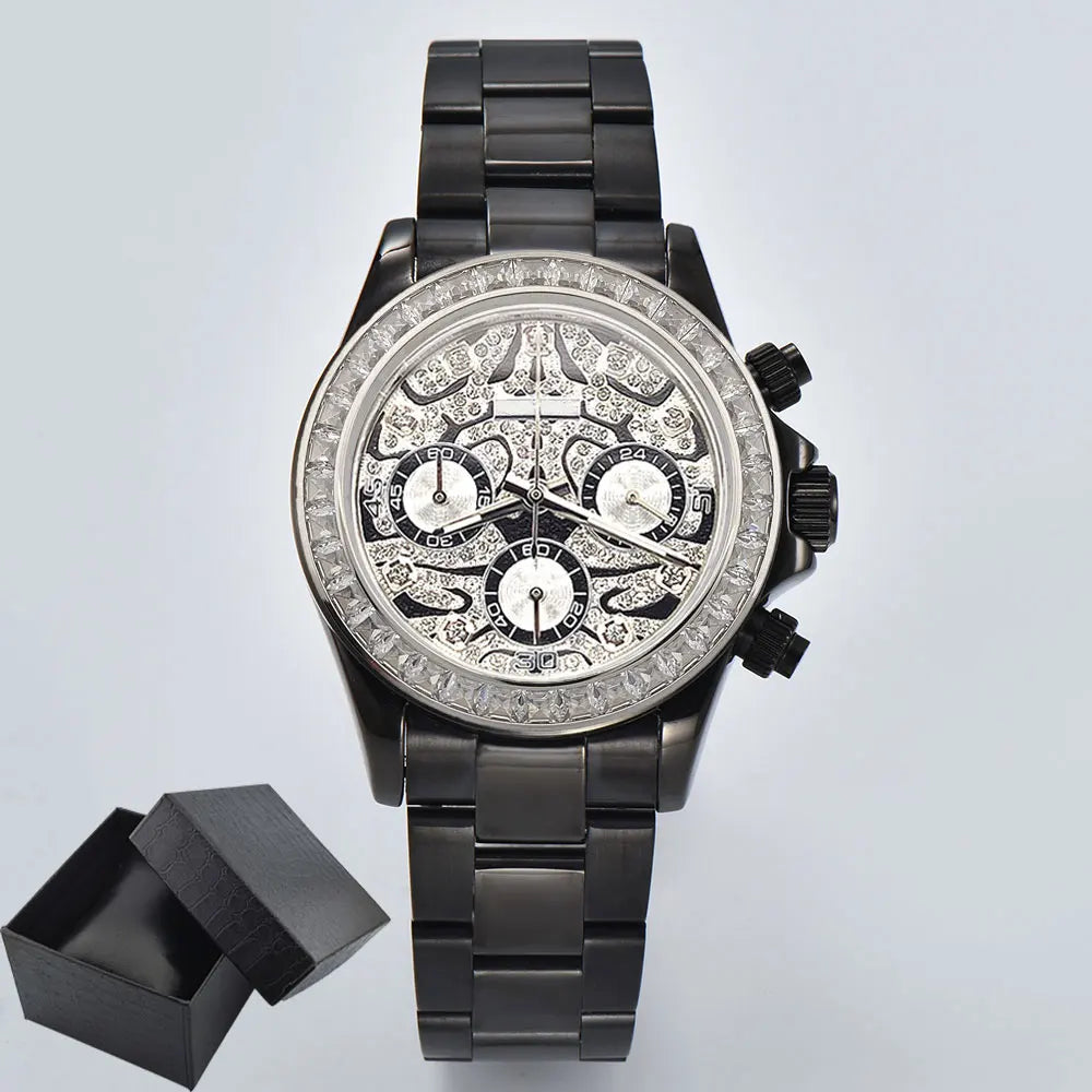 39.3mm Luxury Watches Men's Chronograph New gems watch Business Watch Men's VK63 Men's Chronograph watch VK63 Waterproof 10ATM
