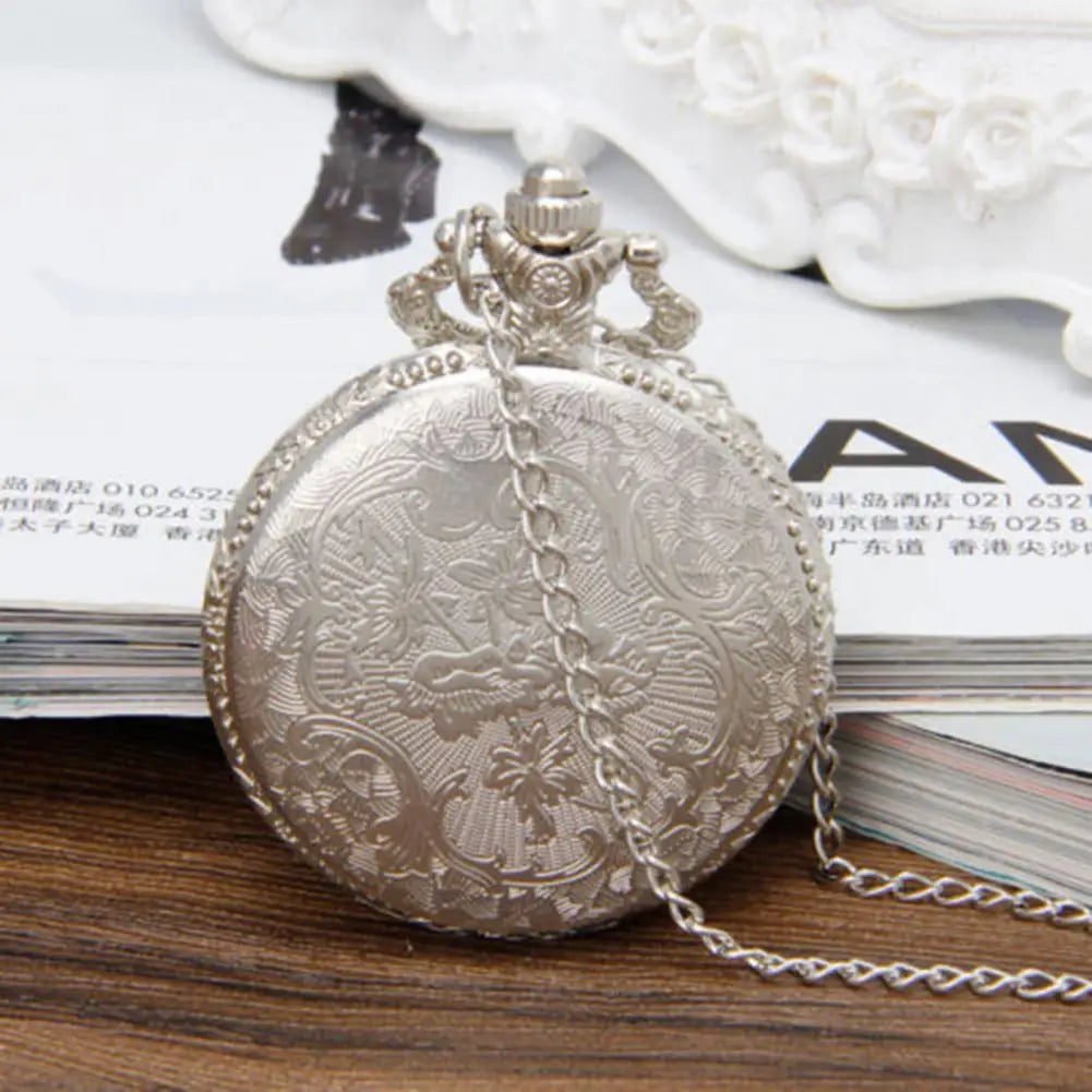 Pocket Watch with Chain Necklace Vintage Quartz Pendant Watches Clock Chain Mens Women