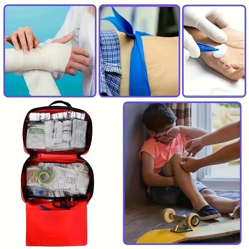 First Aid Kit, Multi-purpose Emergency Medical Supplies Portable Medical Bag, For Outdoor Hiking, Camping And More Rescue