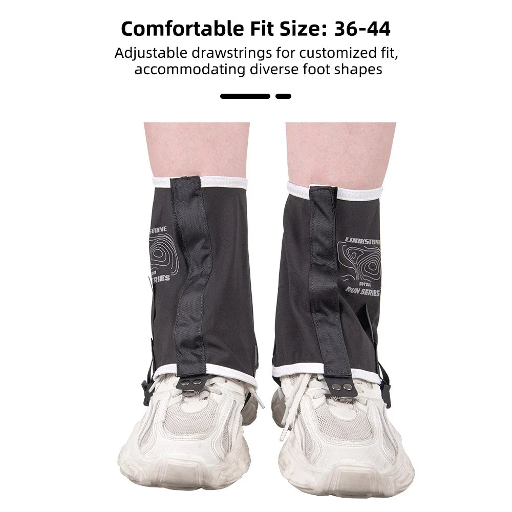 Waterproof Gaiters for Hiking & Trail Running Black Elastic Shoe Gaiters with DWR Adjustable Straps for Women/Men Hiking Shoes