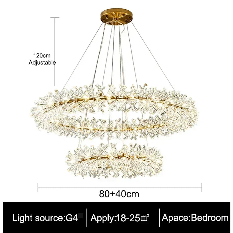 Modern living room bedroom round ceiling chandelier indoor luxury crystal chandelier personalized creative LED lamps