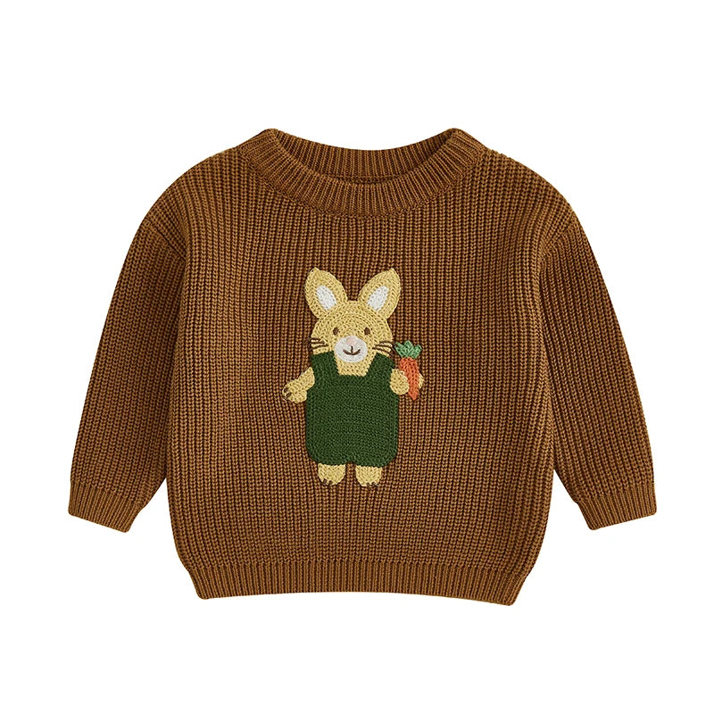 Adorable Baby Boys Girls Hooded Sweater with Cute Bunny Embroidery Cozy Knitwear for Infants and Toddlers Perfect for Easter