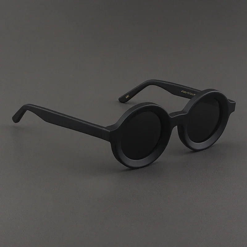 Luxury Sunglasses for Women Round Coarse Frame Frosted Matte Gray Pink Lenses Outdoor Handmade UV400 Men Polarized SUN GLASSES