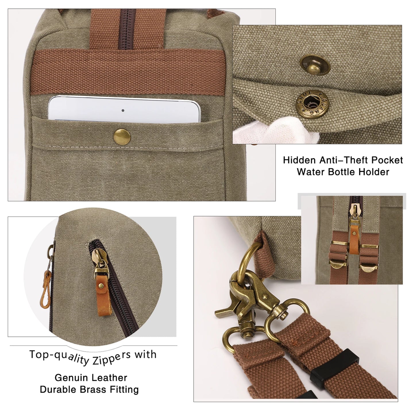 KL928 Canvas Sling Bag - Small Crossbody Backpack Shoulder Casual Daypack Rucksack for Men Women