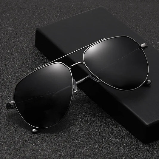 Sun-polarized sunglasses new summer men's glasses metal double beam mirror black unisex sunglasses most sold products t18