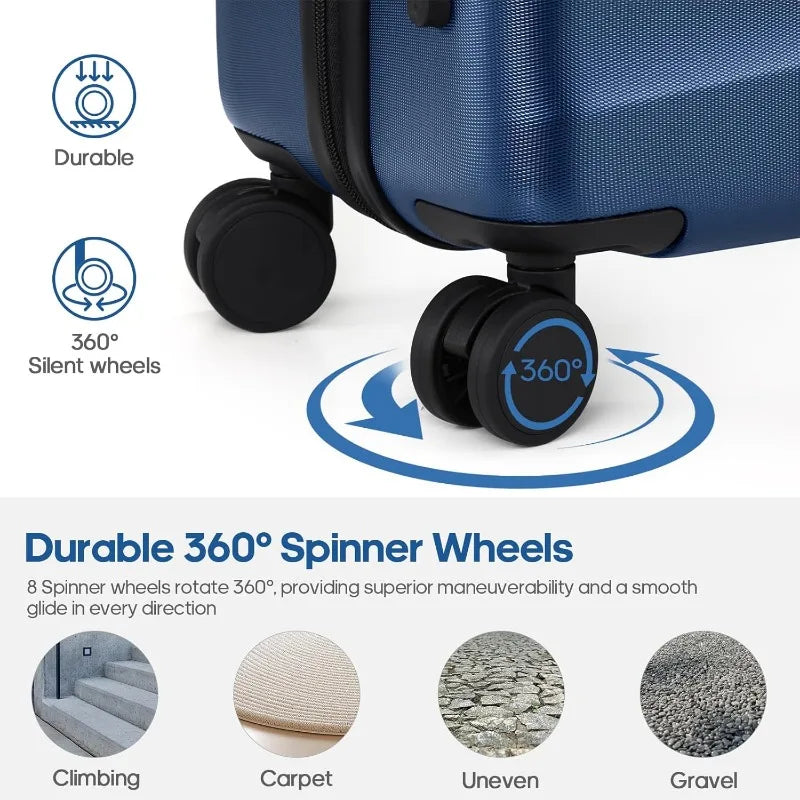 20Inch Carry-On Luggage, Lightweight PC HardShell Suitcase with 360° Spinner Wheels, TSA-Approved, Durable Airline Approved