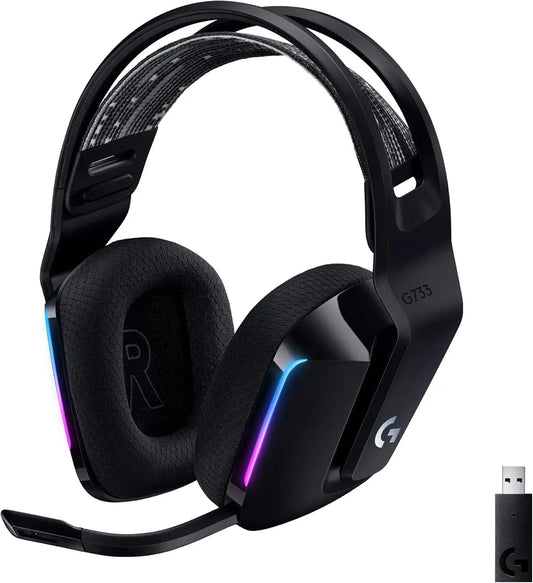 Wireless Gaming Headset with RGB Lights, Suspension Headband, Clear Mic, Pro Audio – Black, Compatible with PC, PS5, PS4, Switch