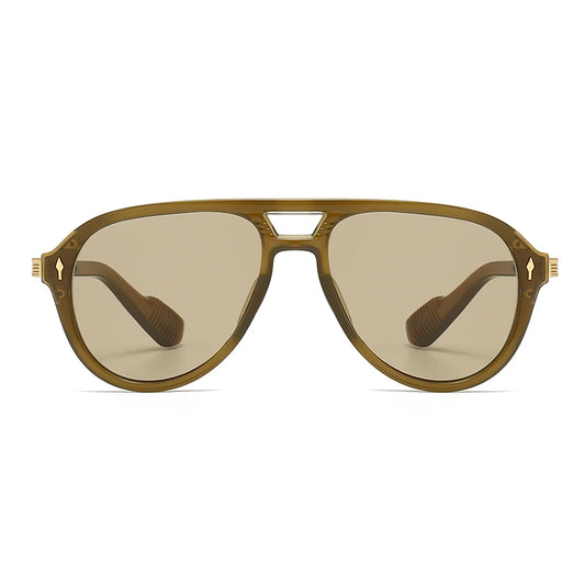 New European and American Men's Aviator Glasses Retro Double-Brorgon Square Frame Sunglasses Cross-Border Spot Wholesale