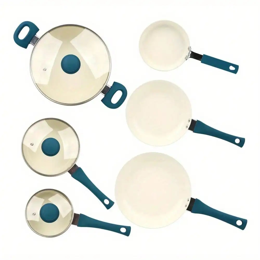 Ceramic aluminum 12-piece cookware set non-stick cookware to meet all kinds of cooking needs, suitable for warm family gifts